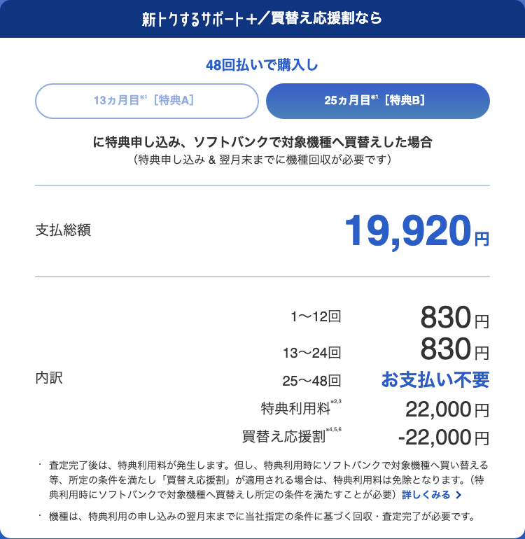 ソフトバンクのFold7を安く買う条件と返却費用